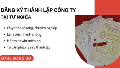 đăng ký thành lập công ty tại Tư Nghĩa