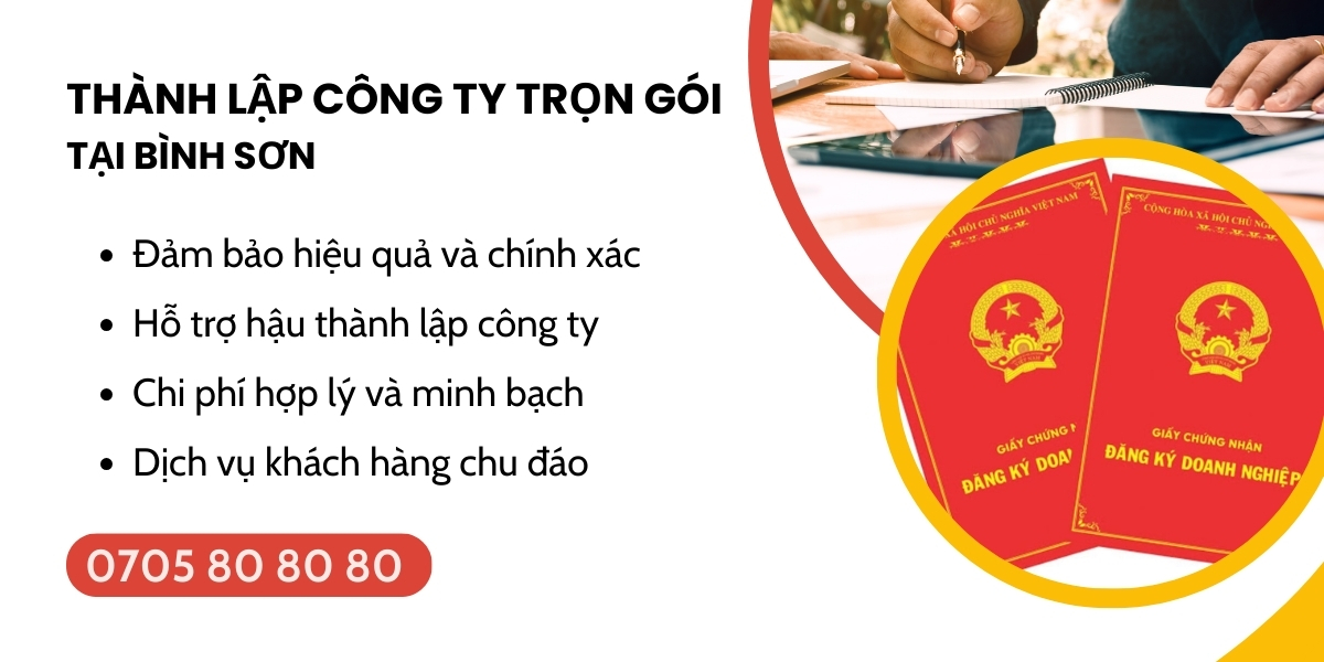 dịch vụ đăng ký công ty trọn gói tại Bình Sơn