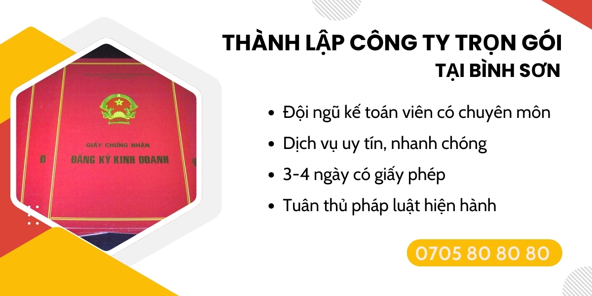 dịch vụ đăng ký doanh nghiệp trọn gói Bình Sơn