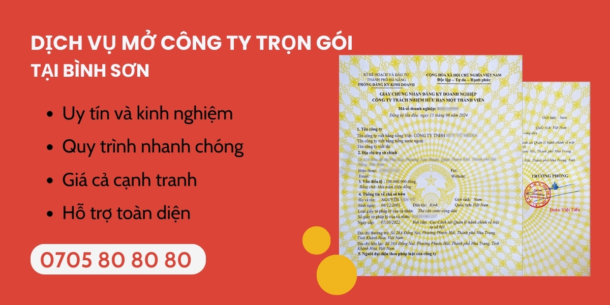 dịch vụ mở công ty tại Bình Sơn