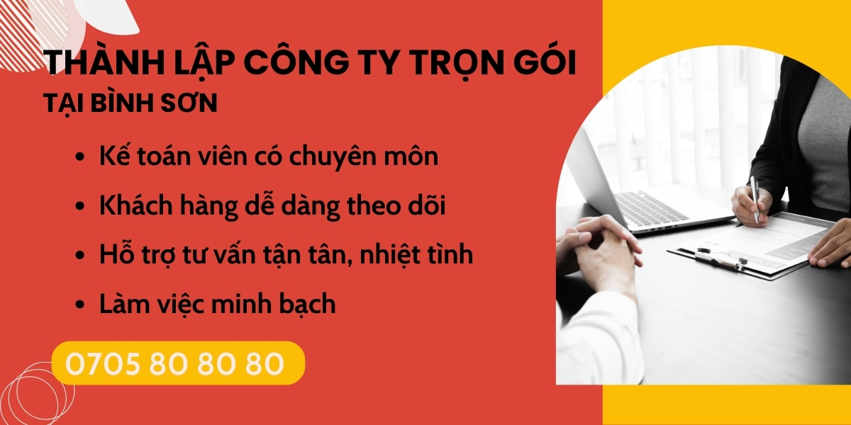 dịch vụ thành lập công ty trọn gói Bình Sơn