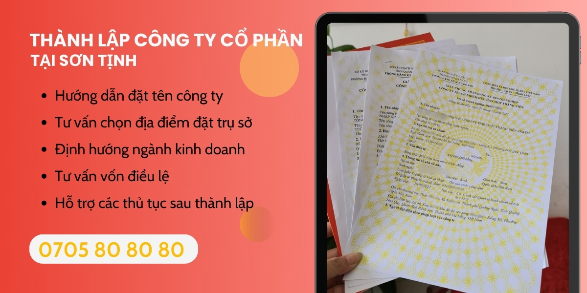 dịch vụ thành lập công ty cổ phần tại Sơn Tịnh