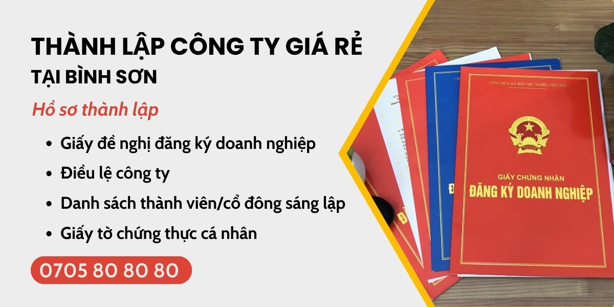 dịch vụ thành lập công ty giá rẻ tại Bình Sơn