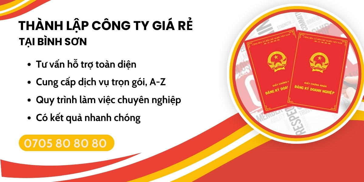 thành lập công ty giá rẻ tại Bình Sơn