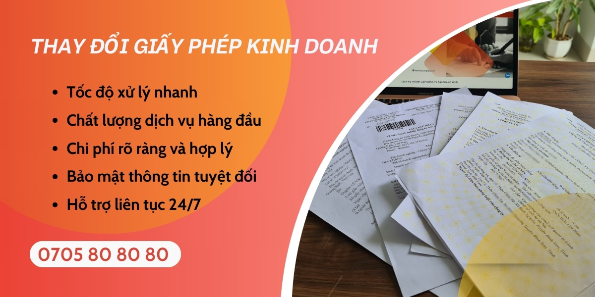 thay đổi giấy phép kinh doanh Quảng Ngãi